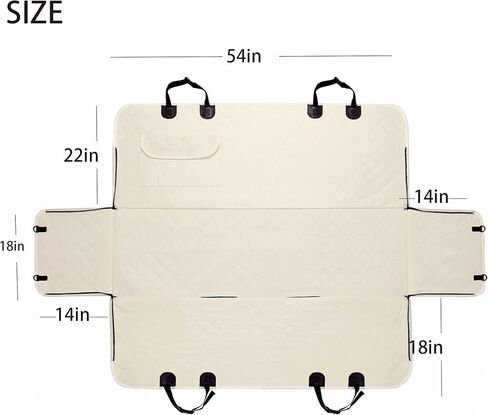 AOKJOY غطاء مقعد السيارة للكلاب غطاء مقعد الحيوانات الأليفة للمقعد الخلفي غير قابل للانزلاق غطاء مقعد متين مقاوم للماء مع جيب تخزين لشاحنة السيارة وسيارات الدفع الرباعي بيج in Kuwait