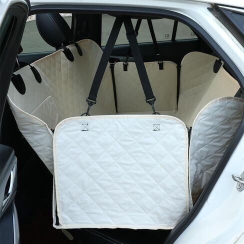 AOKJOY غطاء مقعد السيارة للكلاب غطاء مقعد الحيوانات الأليفة للمقعد الخلفي غير قابل للانزلاق غطاء مقعد متين مقاوم للماء مع جيب تخزين لشاحنة السيارة وسيارات الدفع الرباعي بيج in Kuwait