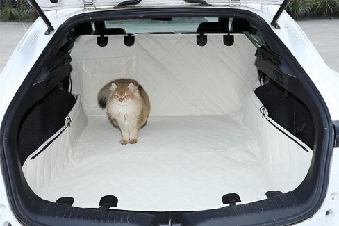 AOKJOY غطاء مقعد السيارة للكلاب غطاء مقعد الحيوانات الأليفة للمقعد الخلفي غير قابل للانزلاق غطاء مقعد متين مقاوم للماء مع جيب تخزين لشاحنة السيارة وسيارات الدفع الرباعي بيج in Kuwait