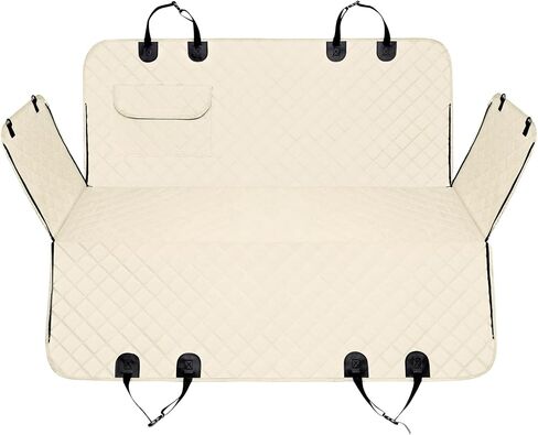 AOKJOY غطاء مقعد السيارة للكلاب غطاء مقعد الحيوانات الأليفة للمقعد الخلفي غير قابل للانزلاق غطاء مقعد متين مقاوم للماء مع جيب تخزين لشاحنة السيارة وسيارات الدفع الرباعي بيج in Kuwait