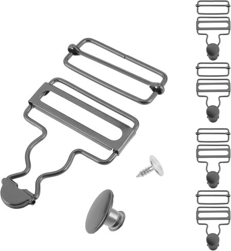 4 Sets Black Overall Clasp Replacement Retro Suspender Overall Buckles Replacement Dungaree Fastener Metal Overall Clips Replacement with Slide and Buttons Gourd for Jeans Bib Pants Sewing Accessories in Saudi Arabia