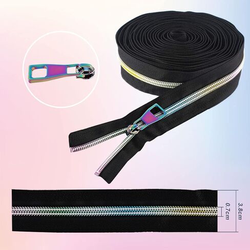 CENOZ Rainbow Purse Hardware, 25mm Metal Rainbow Swivel Snaps Hooks, D Ring,Tri-Glides Slide Buckles and 5 Yards Rainbow Teeth Nylon Zipper with 10PCS Pulls for Dog Collar Backpack Hardware Craft DIY in Kuwait