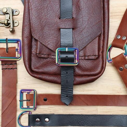 CENOZ Rainbow Purse Hardware, 25mm Metal Rainbow Swivel Snaps Hooks, D Ring,Tri-Glides Slide Buckles and 5 Yards Rainbow Teeth Nylon Zipper with 10PCS Pulls for Dog Collar Backpack Hardware Craft DIY in Kuwait