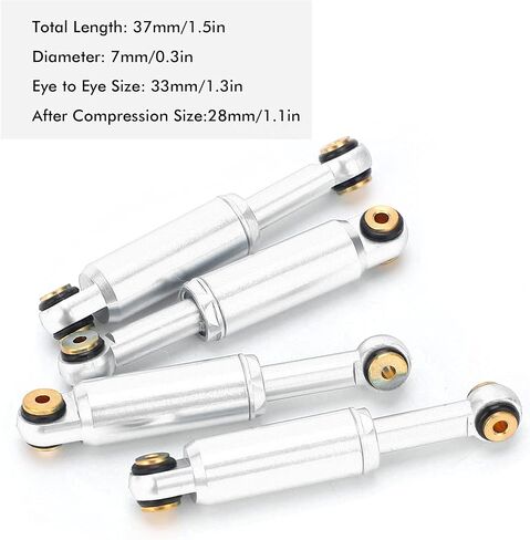 RC Shock Absorber, Metal Oil Shock Absorber Damper for Axial SCX24 90081 1/24 RC Crawler Car Upgrade Parts(Silver) in Saudi Arabia
