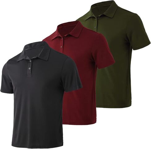 Gary Com 3 Pack Men's Polo Shirts 3 Buttons Casual Work T Shirts Quick Dry Performance Short Sleeve Golf Shirt in Saudi Arabia