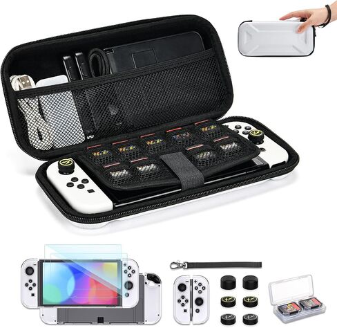 Younik Switch OLED Case for Switch OLED Model 2021, Portable Switch OLED Travel Case, 14 in 1 Accessories Kit with Switch OLED Carrying Case, Screen Protector, Cover and Game Case (Button Pattern) in Saudi Arabia