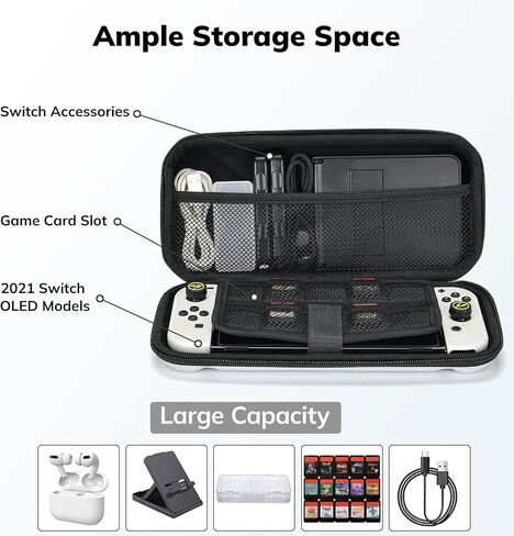 Younik Switch OLED Case for Switch OLED Model 2021, Portable Switch OLED Travel Case, 14 in 1 Accessories Kit with Switch OLED Carrying Case, Screen Protector, Cover and Game Case (Button Pattern) in Saudi Arabia