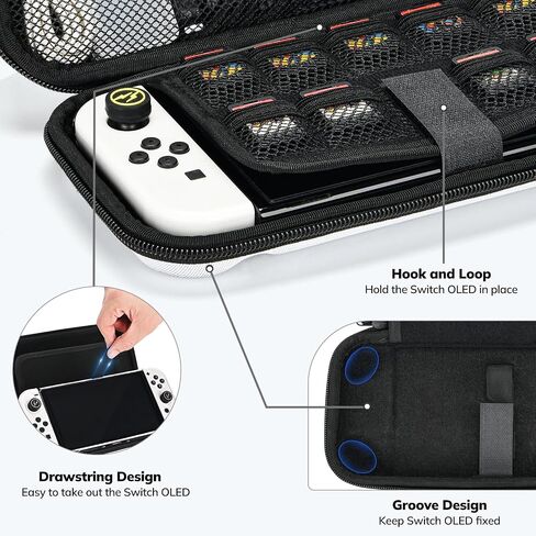 Younik Switch OLED Case for Switch OLED Model 2021, Portable Switch OLED Travel Case, 14 in 1 Accessories Kit with Switch OLED Carrying Case, Screen Protector, Cover and Game Case (Button Pattern) in Saudi Arabia