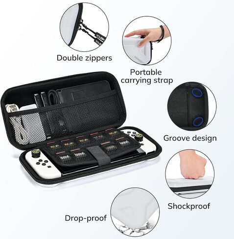 Younik Switch OLED Case for Switch OLED Model 2021, Portable Switch OLED Travel Case, 14 in 1 Accessories Kit with Switch OLED Carrying Case, Screen Protector, Cover and Game Case (Button Pattern) in Saudi Arabia