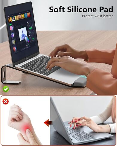 Laptop Stand for Desk with Wrist Protection, Heat Dissipation Laptop Riser[Lifting & Haning], Aluminum Alloy Portable Laptop Notebook Stand for MacBook Air Pro, Dell XPS, HP(10-17.3'')- Black in Saudi Arabia