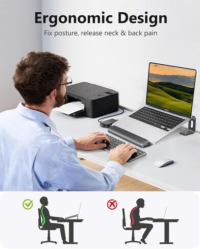 Laptop Stand for Desk with Wrist Protection, Heat Dissipation Laptop Riser[Lifting & Haning], Aluminum Alloy Portable Laptop Notebook Stand for MacBook Air Pro, Dell XPS, HP(10-17.3'')- Black in Saudi Arabia