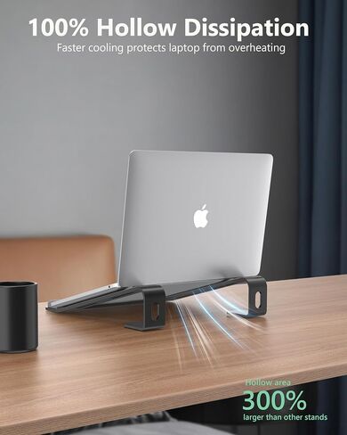 Laptop Stand for Desk with Wrist Protection, Heat Dissipation Laptop Riser[Lifting & Haning], Aluminum Alloy Portable Laptop Notebook Stand for MacBook Air Pro, Dell XPS, HP(10-17.3'')- Black in Saudi Arabia