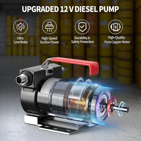 مجموعة مضخة نقل وقود الديزل من YITAMOTOR، مضخة نقل الوقود المحمولة 12 فولت مع خرطوم فوهة الإغلاق التلقائي، موصل دوار 360 درجة، مضخة كهربائية ذاتية التحضير للديزل والكيروسين وزيت الماكينة/المحولات in Saudi Arabia