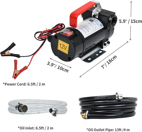 مجموعة مضخة نقل وقود الديزل من YITAMOTOR، مضخة نقل الوقود المحمولة 12 فولت مع خرطوم فوهة الإغلاق التلقائي، موصل دوار 360 درجة، مضخة كهربائية ذاتية التحضير للديزل والكيروسين وزيت الماكينة/المحولات in Saudi Arabia