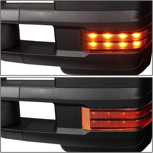 DNA Motoring TWM-015-T888-BK-SM زوج مرايا سحب متوافقة مع 03-06 سيلفرادو/سوبربان/أفالانش/تاهو/سييرا/يوكون/إسكاليد تعمل بالطاقة تلسكوبية ساخنة المرايا مع إشارة بدوره in Saudi Arabia