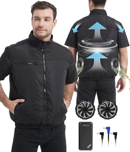 Foiueyga Electric Cooling Vest for Women Men High Temp Work Summer 12V Fan Cooling Vest with 20000mAh Battery Pack, Medium in Kuwait