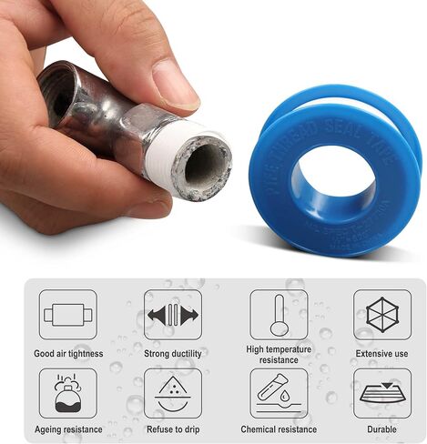 HAUTMEC 10 Rolls Teflon Tape, PTFE Sealant Tape for Plumbers Plumbing(White, 1/2 by 520"), Thread Seal Tape, for Home Shower Head, Water Pipe Sealing HT0123-ST in Saudi Arabia