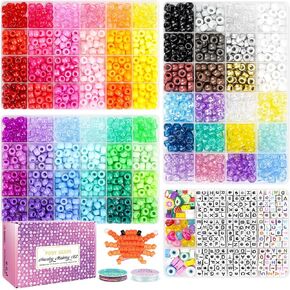 14000Pcs Pony Beads Kit, 40 Colors Rave Kandi Beads Bracelet Making Kit in Saudi Arabia