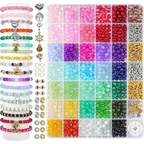 1425Pcs Glass Beads for Jewelry Making, 36 Colors Bracelet Making kit in Kuwait