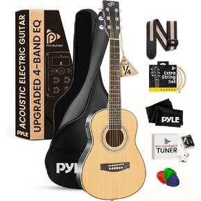 Pyle Acoustic Electric Guitar Kit, 1/2 Scale Spruce Wood Steel String Instrument w/ Gig Bag, 34" in Saudi Arabia