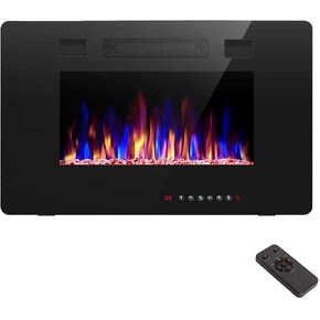 R.W.FLAME 42IN غائر ومثبت على الحائط، أنحف مدفأة، ضوضاء منخفضة، مناسب لمسمار 2 × 6 و2 × 4، جهاز تحكم عن بعد مع مؤقت، شاشة تعمل باللمس، لون وسرعة لهب قابلة للتعديل in Kuwait