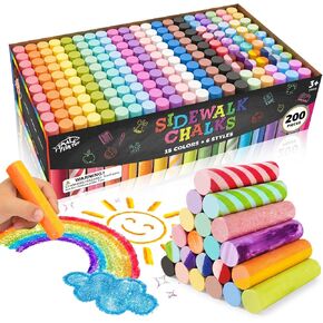 200PCS Sidewalk Chalks for Kids, 6 Styles in 15 Colors Jumbo Chalk Bulk in Saudi Arabia