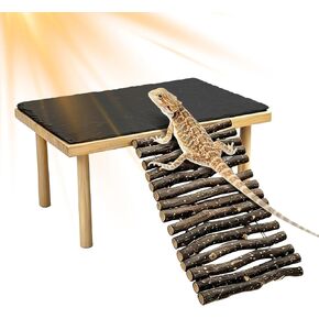VCEPJH Wooden Bearded Dragon Basking Platform with Climbing Ramp, XL in Saudi Arabia