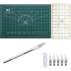 A3 Self Healing Cutting Mat Kit with Quilting Ruler & Craft Knife and 5 Replacement Blades, 12x18" Double Sided, For Sewing Quilting Craft DIY in Saudi Arabia