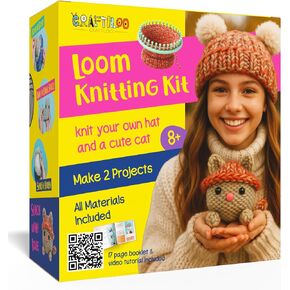 Knitting Kit for Kids - Beginner Loom Knitting Kit to Make a Hat & Cat in Kuwait