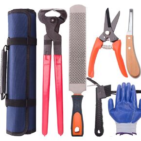 LONG RIVER Horse Farrier Hoof Tool Kit（7 Piece） with Carry Bag Horse Equine Metal Shears Farriers Hoof Nipper Cutter Handle Knife Stable Supplies Professional Hoof Trimming Tools in Kuwait
