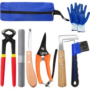 8 inch Farrier Tools Kit (8 Piece) Horse Goat Hoof Trimmers Carbon Steel Nippers Shears Nail Clipper, Mini Rasp, Hoof Trimming Cutter Knife, File for Pig Sheep Donkey Equine Supplies With Storage Bag in Saudi Arabia