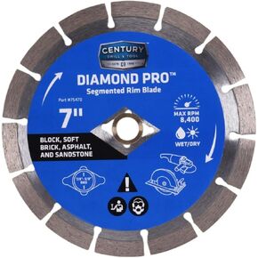 Century Drill & Tool 75480 Professional Segmented Diamond Saw Blade, 12" x 1" Arbor with 20mm Adapter, Cuts Hard Materials: Reinforced Concrete, Brick, Stone, Use in Gas Powered Saws, 5,500 Max RPM in Saudi Arabia