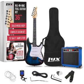 LyxPro Left Hand 36 Inch Electric Guitar and Kit for Lefty Kids with 3/4 Size Beginner’s Guitar, Amp, Six Strings, Two Picks, Shoulder Strap, Digital Clip On Tuner, Cable and Soft Case Gig Bag - Red in Saudi Arabia