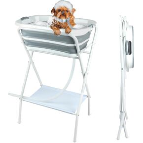 FHTONGE 7.13 Gal/27L Raised Collapsible Dog Bathtub with Drain Fur Catcher in Saudi Arabia