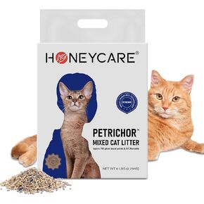 HONEY CARE Petrichor Mix Cat Litter I Tofu Cat Litter I Nature Plant-Based Pellets and Bentonite Sustainable I Low-Dust Qucik Clumping Superior Odor Control, 6 Lbs in Kuwait