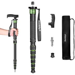 Manbily Camera Monopod Aluminum Portable Compact Lightweight Travel Monopod with Carrying Bag Walking Stick Handle,for DSLR Canon Nikon Sony Video Camcorder,6 Sections up to 61-in (A-555L) in Saudi Arabia
