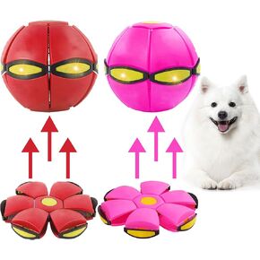 2PCS Magic Bouncing Ball Toy, Children's Magic Meta - Balls, Dual Form Pop up Flying Saucer Ball, Parent-Child Interactive with 3 Light for Indoor & Outdoor Use Pink+Blue in Kuwait