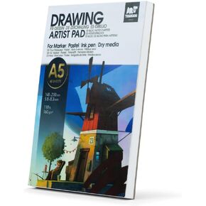 TRANSON A6 Mini Sketchbook Marker Pad, 110lb/160gsm Heavyweight Art Paper, No Bleed Through, 100 Sheets/200 Pages 4.13"x5.83" for Drawing & Sketching in Saudi Arabia