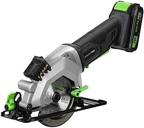 GALAX PRO 20V 4-1/2" Cordless Circular Saw with 2.0Ah battery, Laser Guide, Rip Guide, 2 Pcs Blades(24T+ 60T), 3400RPM, Max Cutting Depth 1-11/16"(90°), 1-1/8"(45°) in Kuwait
