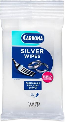 Carbona Silver Wipes | Metal Cleaner & Polish | 12 Wipes, 1 Pack in Kuwait