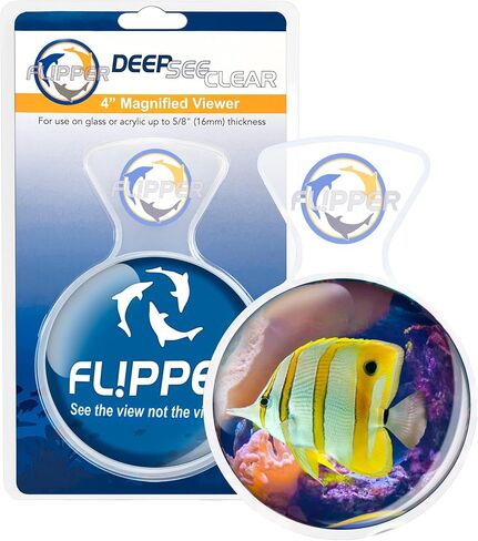 عارض Flipper DeepSee مقاس 4 بوصات - عدسة شفافة ومكبر مغناطيسي لحوض السمك - عدسة مكبرة لخزان الأسماك لحوض الشعاب المرجانية - عدسة مكبرة مغناطيسية مثالية للتصوير الفوتوغرافي - شفافة in Kuwait