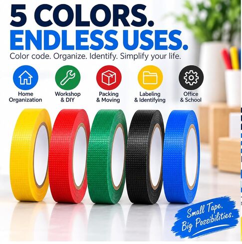 Yosogo Book Repair Tape, 5-Pack Colored Cloth, 1 Inch x 6 Yards Each in Saudi Arabia