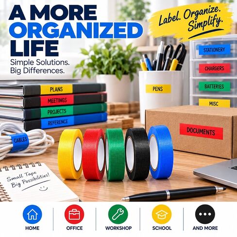 Yosogo Book Repair Tape, 5-Pack Colored Cloth, 1 Inch x 6 Yards Each in Saudi Arabia