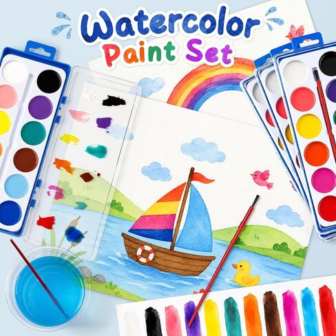 36 Pack Watercolor Paint Set, 12 Colors Water Paint Bulk for Kids in Kuwait