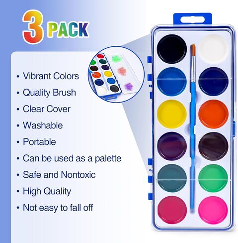 FUMILE 3 Pack Watercolor Paint Set, Washable Non-Toxic Water Colors for Kid in Saudi Arabia