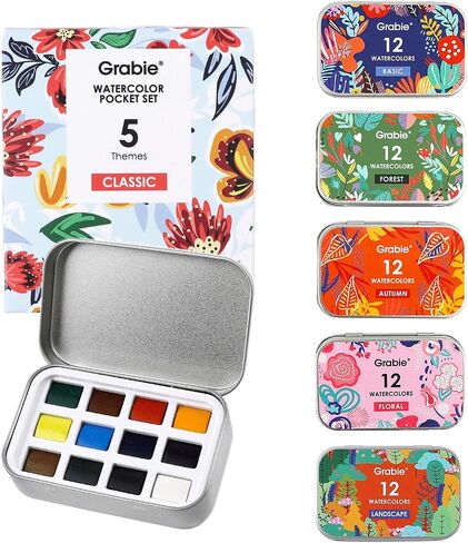 Grabie 12 Color Travel Watercolor Paint Set, Pocket Palette, Essential in Saudi Arabia