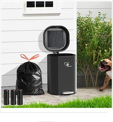Dog Poop Trash Can for Outdoor with 4Pcs Activated Carbon Filter Replacement with Pet Waste Trash Can in Saudi Arabia