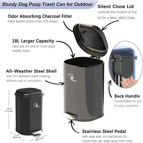 Dog Poop Trash Can for Outdoor with 4Pcs Activated Carbon Filter Replacement with Pet Waste Trash Can in Saudi Arabia
