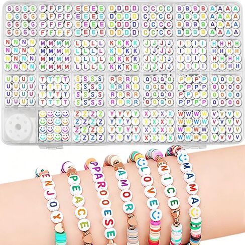 JULIMAIDONG Alphabet Beads A-Z 1350+Pcs Letter Number Hearts Bracelets Bead in Saudi Arabia