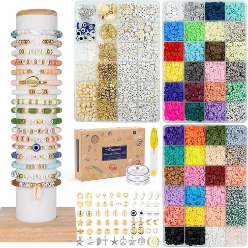 Friendship Bracelet Kit, 14,000pcs 48 Colors Clay Beads for Jewelry Making in Saudi Arabia